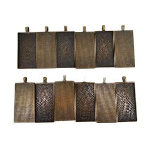 Rectangle 12 Pieces Blank Bezel Trays Brass Cabochons